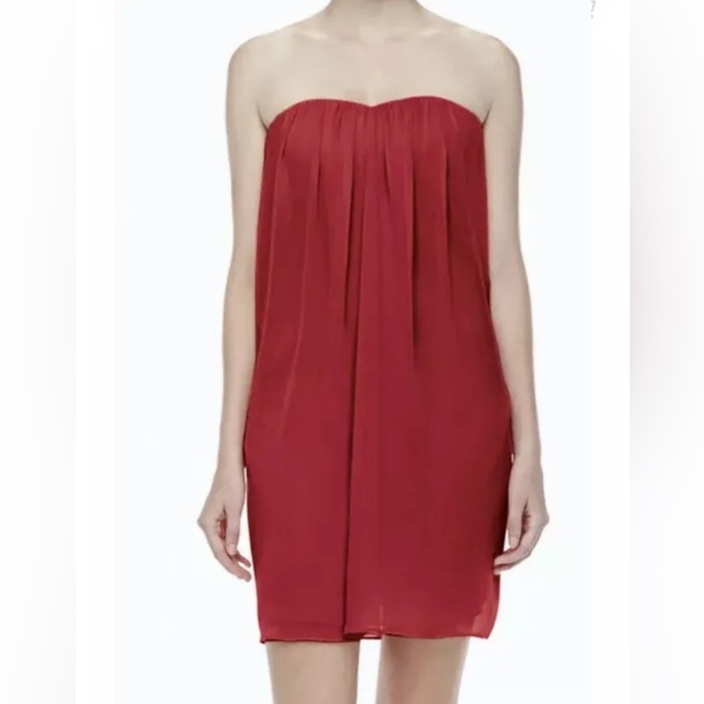 Alice & Olivia Mini Jazz Strapless Chiffon Red Dress, Size 0